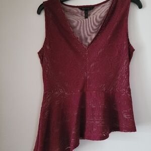 Elegant Burgundy Lace Peplum Top